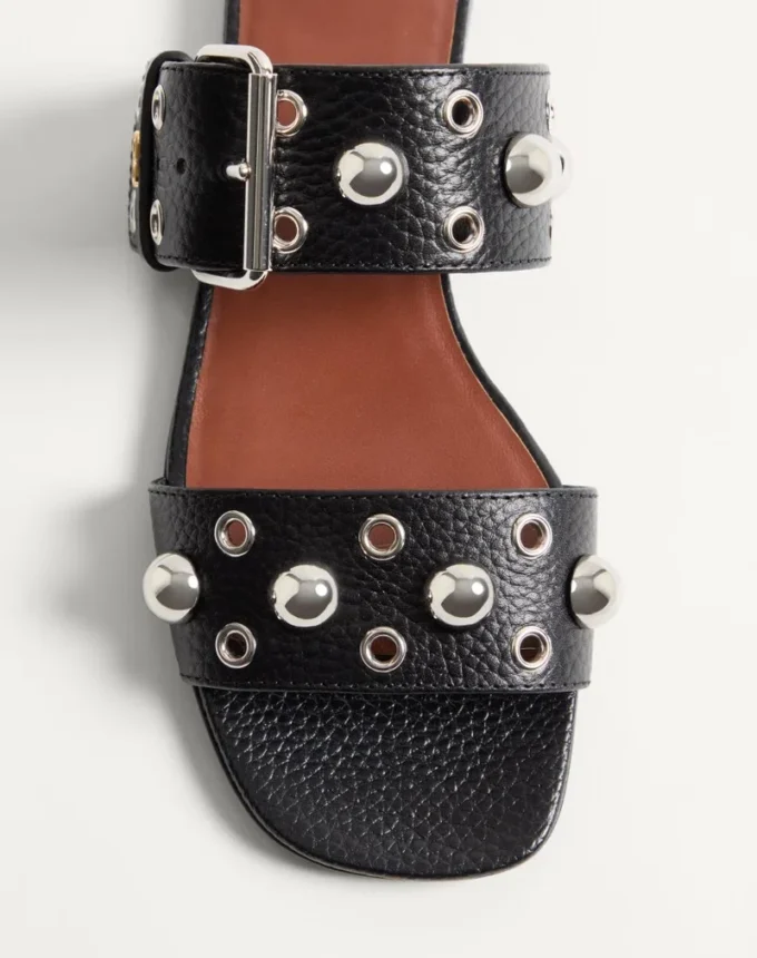 Nellcôte Slide Sandal aus genarbtem Kalbsleder Nellcôte Slide Sandal aus genarbtem Kalbsleder