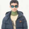 Nylon-Daunenjacke mit Kapuze und VLogo-Patch Nylon-Daunenjacke mit Kapuze und VLogo-Patch