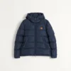Nylon-Daunenjacke mit Kapuze und VLogo-Patch Nylon-Daunenjacke mit Kapuze und VLogo-Patch