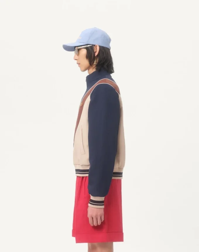 Nylon-Sweatshirt mit Reißverschluss und Vlogo-Patch Nylon-Sweatshirt mit Reißverschluss und Vlogo-Patch
