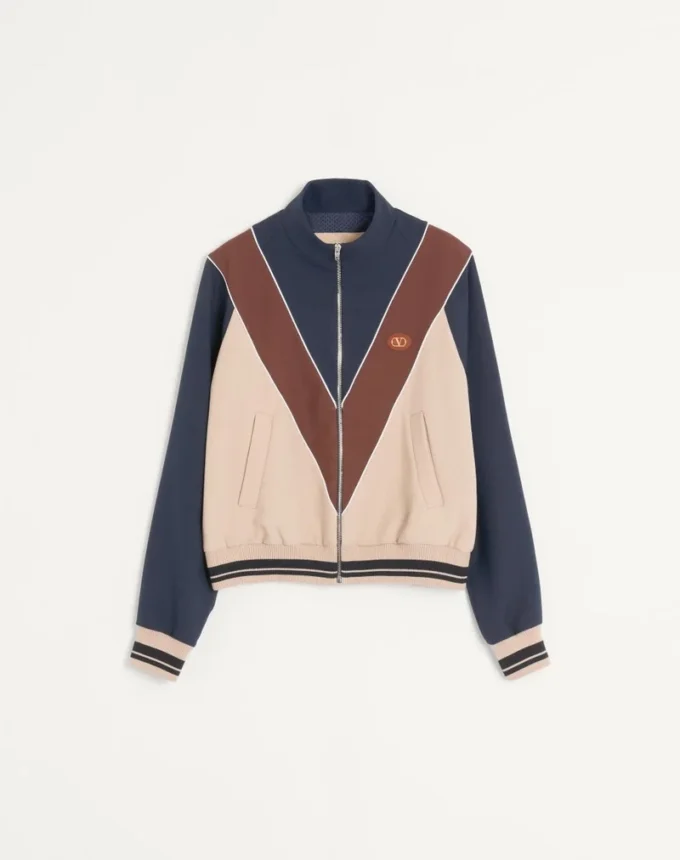 Nylon-Sweatshirt mit Reißverschluss und Vlogo-Patch Nylon-Sweatshirt mit Reißverschluss und Vlogo-Patch