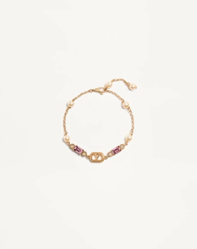 Ovalette-Armband aus Metall, Perlen und Swarovski®-Kristallen Ovalette-Armband aus Metall, Perlen und Swarovski®-Kristallen