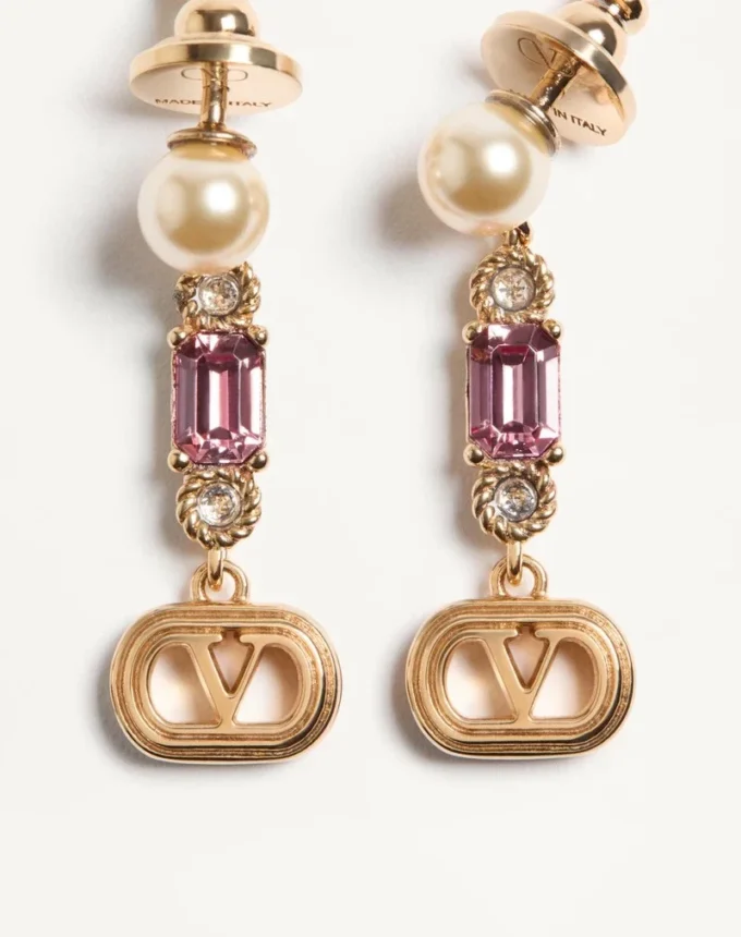 Ovalette-Ohrringe aus Metall, Perlen und Swarovski®-Kristallen Ovalette-Ohrringe aus Metall, Perlen und Swarovski®-Kristallen