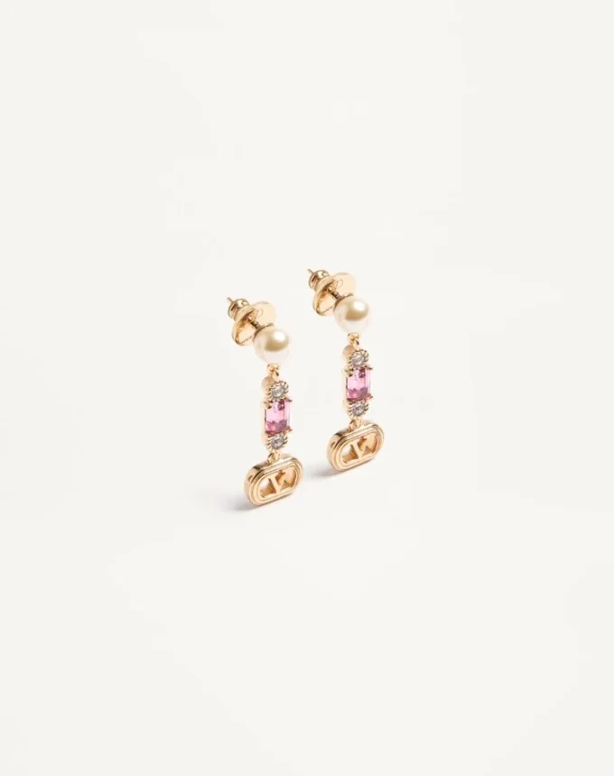 Ovalette-Ohrringe aus Metall, Perlen und Swarovski®-Kristallen Ovalette-Ohrringe aus Metall, Perlen und Swarovski®-Kristallen