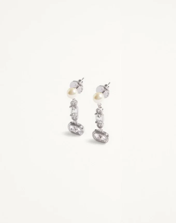 Ovalette Ohrringe aus Metall, Perlen und Swarovski®-Kristallen Ovalette Ohrringe aus Metall, Perlen und Swarovski®-Kristallen
