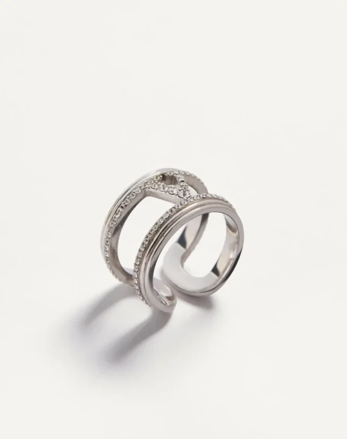 Ovalette Ring aus Metall und Swarovski®-Kristallen