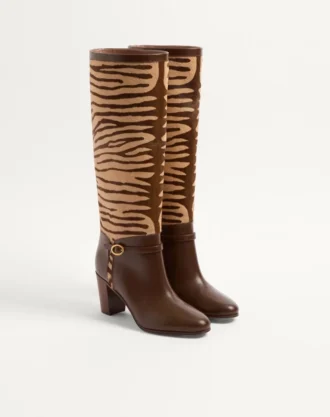 Pattie-Stiefel aus Kalbsleder mit Pony-Effekt 75 mm