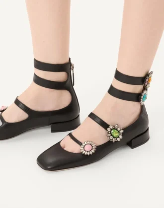 Preshoes Ballerinas mit Riemchen aus Ziegenleder mit Schmuckknöpfen 20 mm