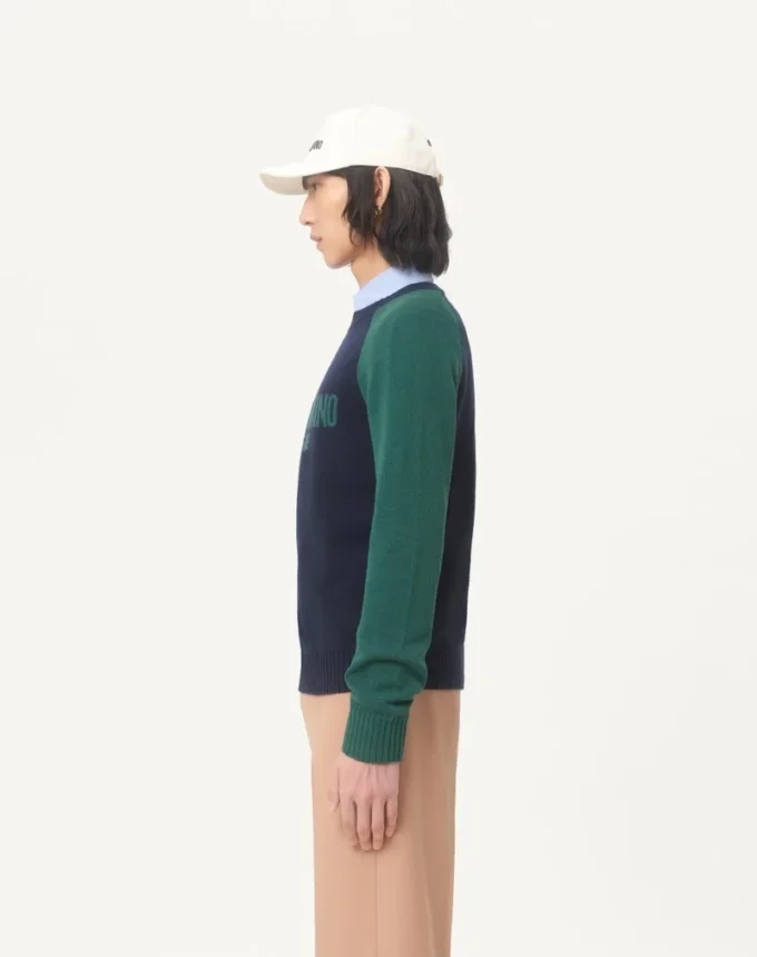 Pullover aus Wolle und Baumwolle mit Chez Valentino Jacquard-Muster Pullover aus Wolle und Baumwolle mit Chez Valentino Jacquard-Muster