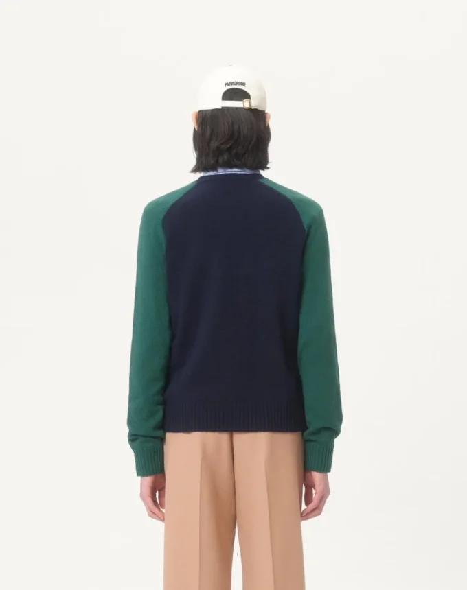 Pullover aus Wolle und Baumwolle mit Chez Valentino Jacquard-Muster Pullover aus Wolle und Baumwolle mit Chez Valentino Jacquard-Muster