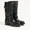 Rayons Bikerstiefel aus Kalbsleder und Nappaleder mit Chevron-Muster 40 mm Rayons Bikerstiefel aus Kalbsleder und Nappaleder mit Chevron-Muster 40 mm