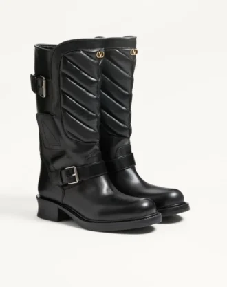 Rayons Bikerstiefel aus Kalbsleder und Nappaleder mit Chevron-Muster 40 mm