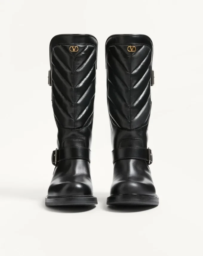 Rayons Bikerstiefel aus Kalbsleder und Nappaleder mit Chevron-Muster 40 mm Rayons Bikerstiefel aus Kalbsleder und Nappaleder mit Chevron-Muster 40 mm