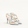 Rockstud Décolleté aus laminiertem Nappaleder mit Cabochon und Kristallen 100 mm Rockstud Décolleté aus laminiertem Nappaleder mit Cabochon und Kristallen 100 mm