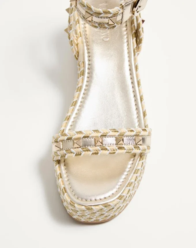 Rockstud Flatform-Sandalen aus laminiertem Nappaleder 45 mm Rockstud Flatform-Sandalen aus laminiertem Nappaleder 45 mm
