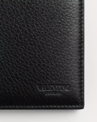 Rockstud-Geldbörse aus genarbtem Kalbsleder