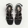 Rockstud-Keilsandalette aus Kalbsleder mit Karostickerei, 80 mm Rockstud-Keilsandalette aus Kalbsleder mit Karostickerei, 80 mm