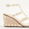 Rockstud-Keilsandaletten aus Kalbsleder mit Cornely-Stickerei 80 mm Rockstud-Keilsandaletten aus Kalbsleder mit Cornely-Stickerei 80 mm