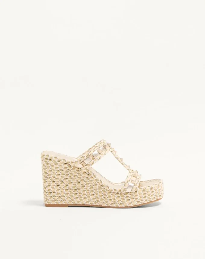 Rockstud Laminierte Nappa-Keilsandaletten 90 mm