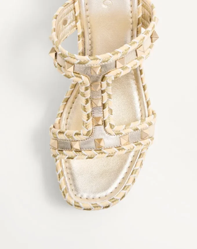 Rockstud Laminierte Nappa-Keilsandaletten 90 mm