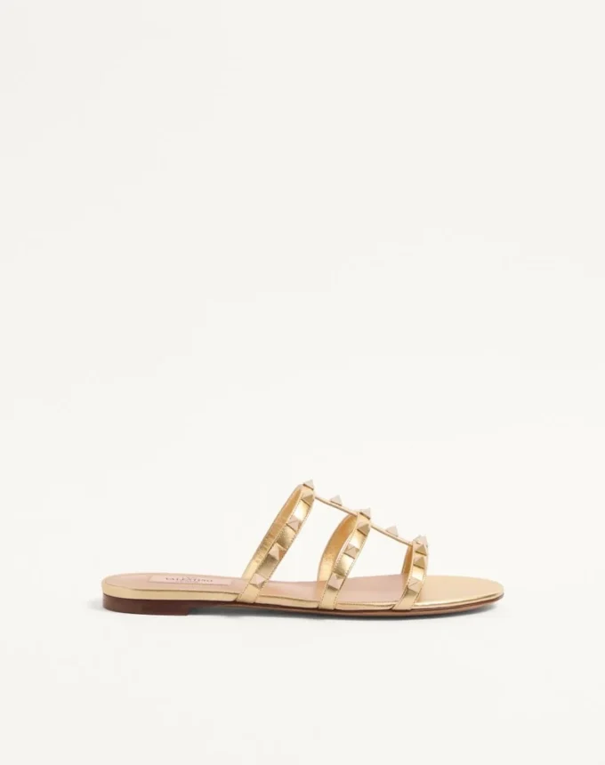 Rockstud Laminierte Nappa-Sandale