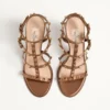 Rockstud Metallic-Kalbsleder-Sandalen mit Fesselriemchen und 90-mm-Absatz