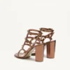 Rockstud Metallic-Kalbsleder-Sandalen mit Fesselriemchen und 90-mm-Absatz