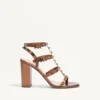 Rockstud Metallic-Kalbsleder-Sandalen mit Fesselriemchen und 90-mm-Absatz