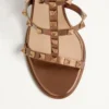 Rockstud Metallic-Kalbsleder-Sandalen mit Fesselriemchen und 90-mm-Absatz