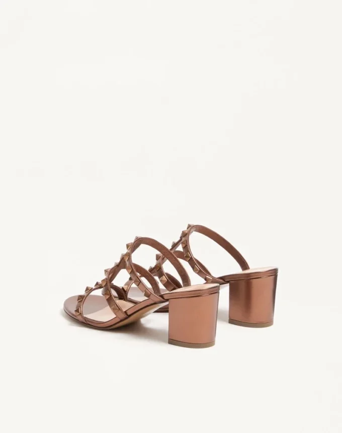 Rockstud Metallic-Sandalen aus Kalbsleder mit 60 mm Absatz