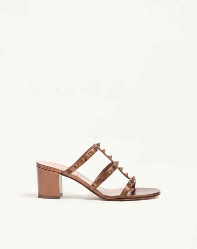 Rockstud Metallic-Sandalen aus Kalbsleder mit 60 mm Absatz