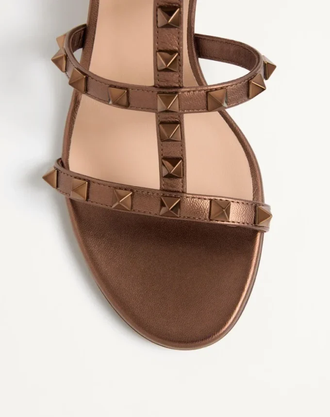 Rockstud Metallic-Sandalen aus Kalbsleder mit 60 mm Absatz