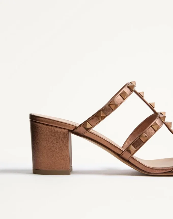Rockstud Metallic-Sandalen aus Kalbsleder mit 60 mm Absatz