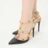Rockstud Pumps aus Kalbsleder mit Cabochon und 100-mm-Kristallen Rockstud Pumps aus Kalbsleder mit Cabochon und 100-mm-Kristallen