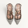 Rockstud Pumps aus Pied-De-Poule-Stoff 100 mm