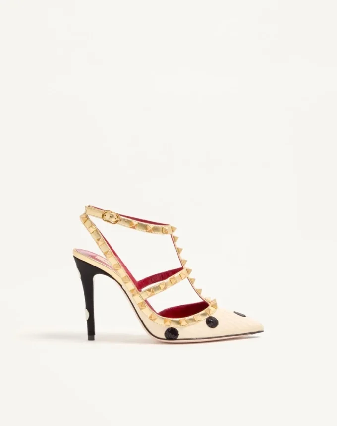 Rockstud Pumps mit Plus de Pois-Stickerei 100 mm Rockstud Pumps mit Plus de Pois-Stickerei 100 mm