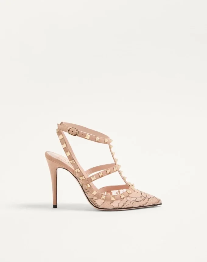 Rockstud-Pumps mit Riemchen und 100-mm-Absatz
