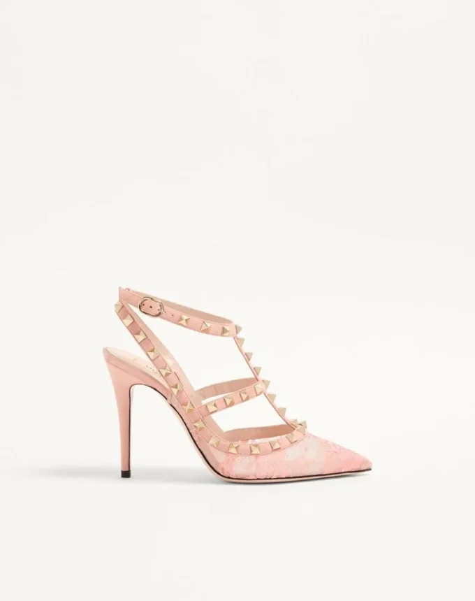 Rockstud-Pumps mit Riemchen und 100-mm-Absatz