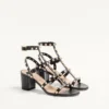 Rockstud-Sandalen aus Kalbsleder mit Fesselriemchen und 60-mm-Absatz