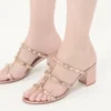 Rockstud Slide Sandal aus laminiertem Nappaleder 60 mm