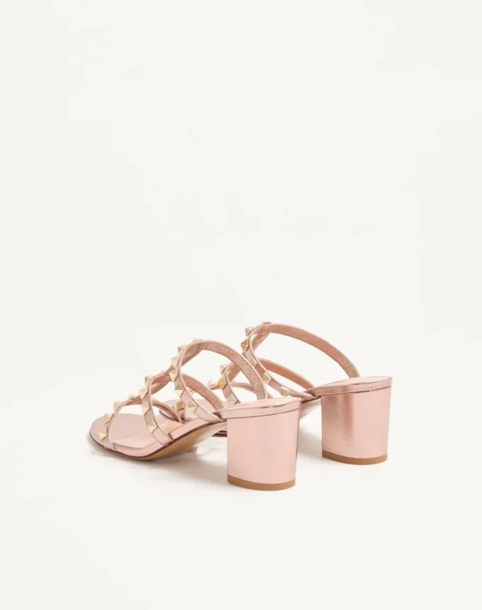Rockstud Slide Sandal aus laminiertem Nappaleder 60 mm