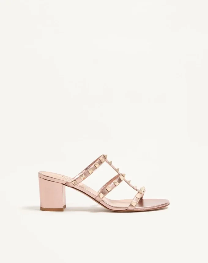 Rockstud Slide Sandal aus laminiertem Nappaleder 60 mm