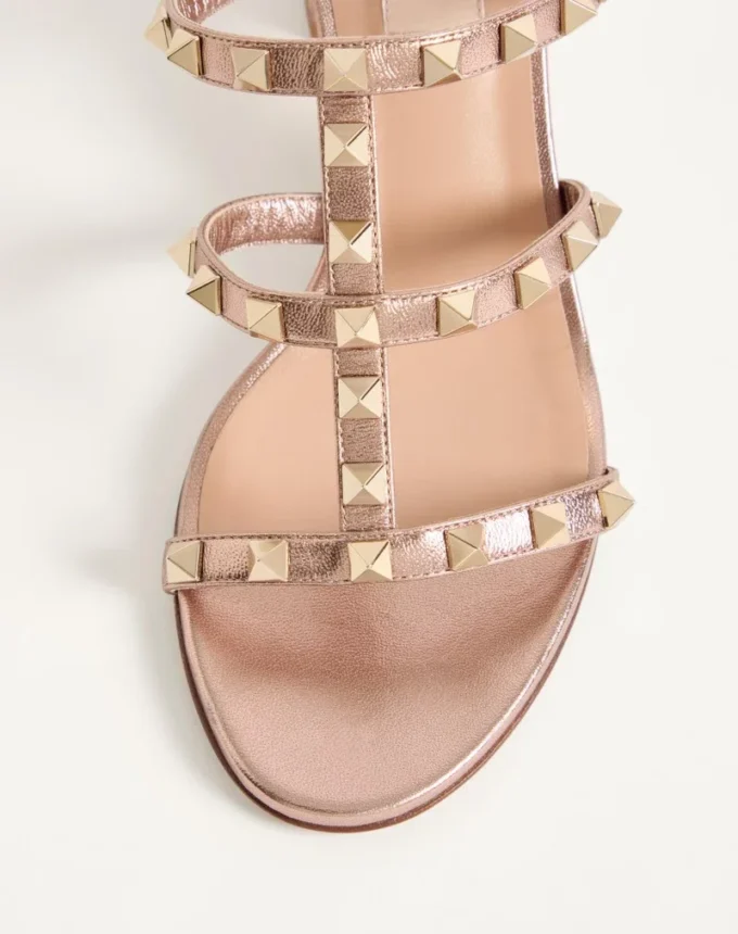 Rockstud Slide Sandal aus laminiertem Nappaleder 60 mm