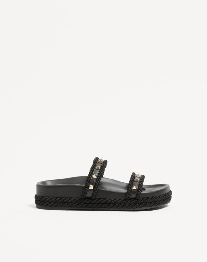 Rockstud Slide Sandale aus Kalbsleder 20 mm