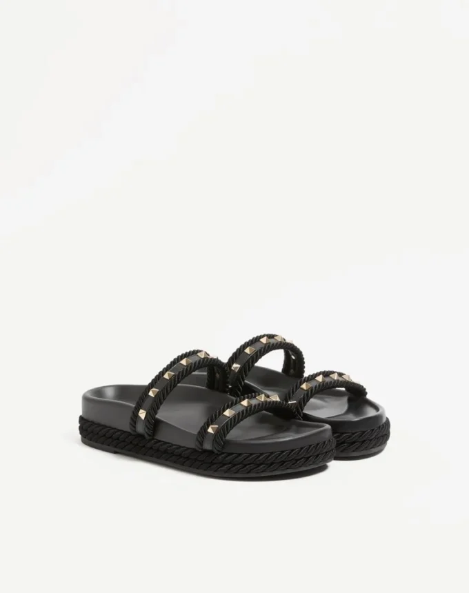 Rockstud Slide Sandale aus Kalbsleder 20 mm