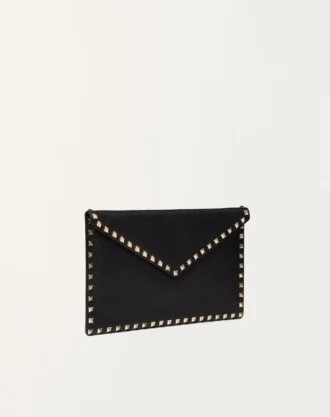 Rockstud-Umschlagtasche aus genarbtem Kalbsleder