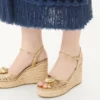 Royal Wedge Sandal aus metallischem Nappaleder 100 mm Royal Wedge Sandal aus metallischem Nappaleder 100 mm
