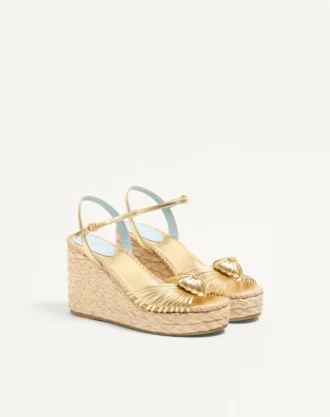 Royal Wedge Sandal aus metallischem Nappaleder 100 mm Royal Wedge Sandal aus metallischem Nappaleder 100 mm