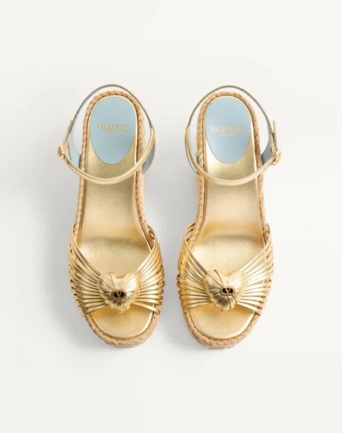 Royal Wedge Sandal aus metallischem Nappaleder 100 mm Royal Wedge Sandal aus metallischem Nappaleder 100 mm