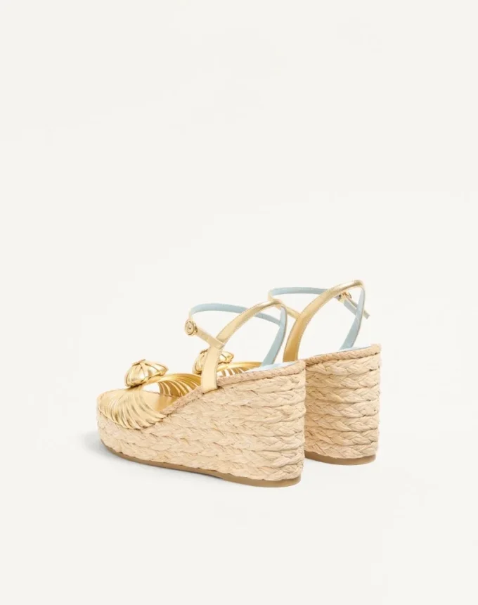 Royal Wedge Sandal aus metallischem Nappaleder 100 mm Royal Wedge Sandal aus metallischem Nappaleder 100 mm